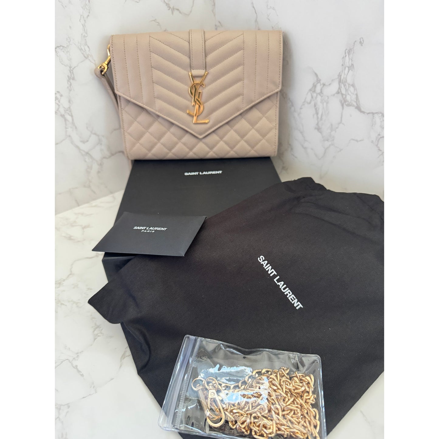 Yves Saint Laurent Envelope Flap Pouch in Mix Matelasse Leather