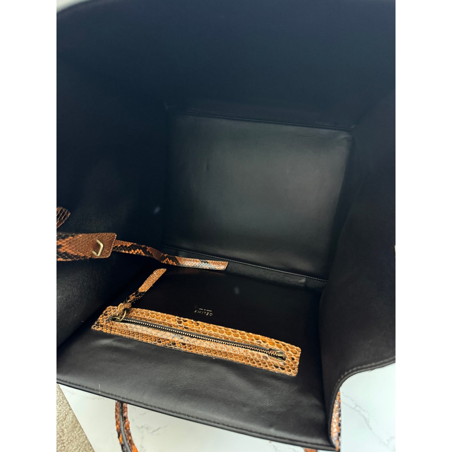 Exotic Celine Phantom Tote in Brown Python