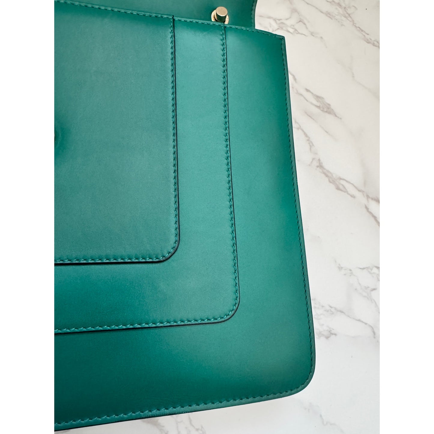 Bvlgari Serpenti Forever Bag in Green Teal with Purple Interior