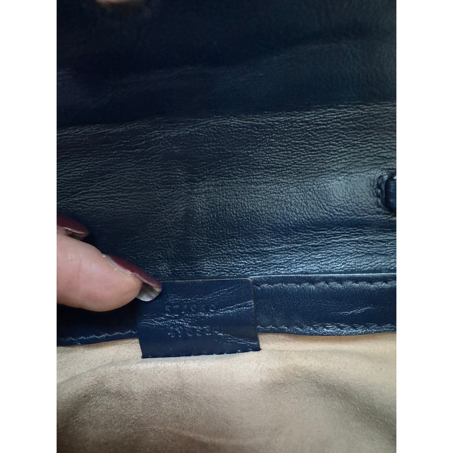 Gucci GG Marmont Torchon Super Mini in NavyWith White Piping