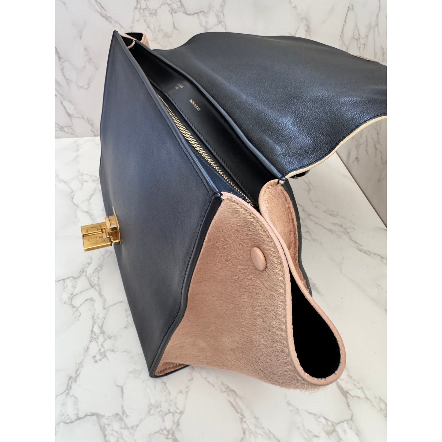 Celine Trapeze Top Handle Leather and Ponyhair Bag