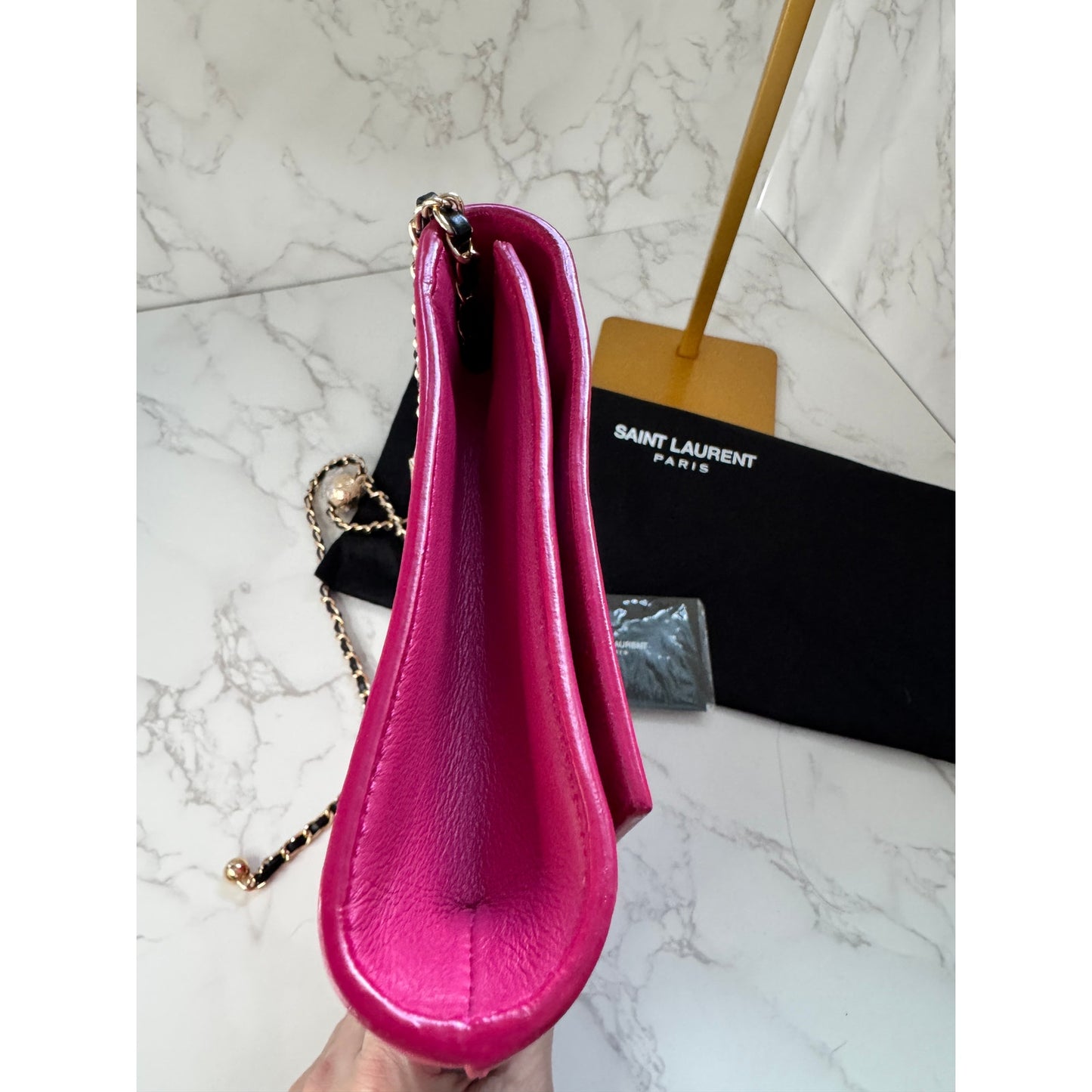 Saint Laurent Y Ligne Pink Leather Clutch
