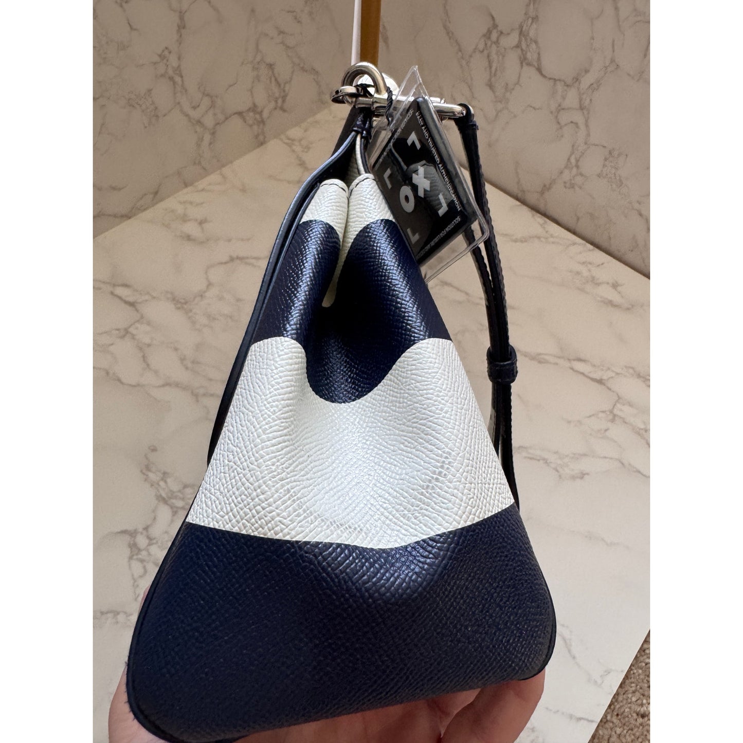 Dolce & Gabbana Siciy Striped Dauphine Leather Bag -  Navy/White