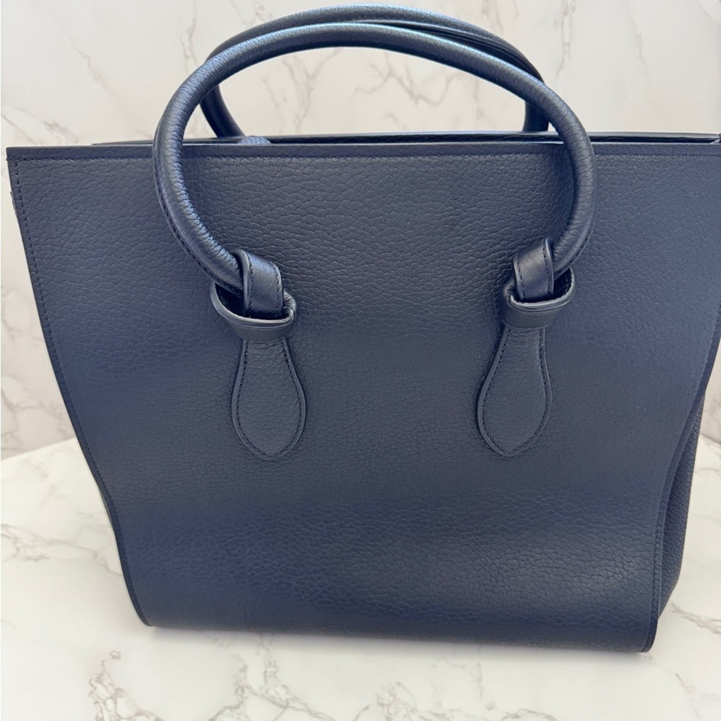 Authentic Celine Black Leather Tie Knot Tote