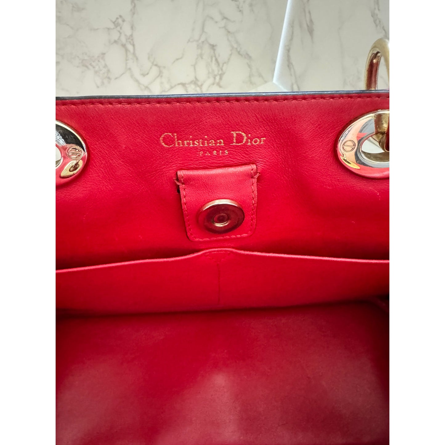 Christian Dior Diorissimo Tote Bag with Shoulder Strap Orange/Pink