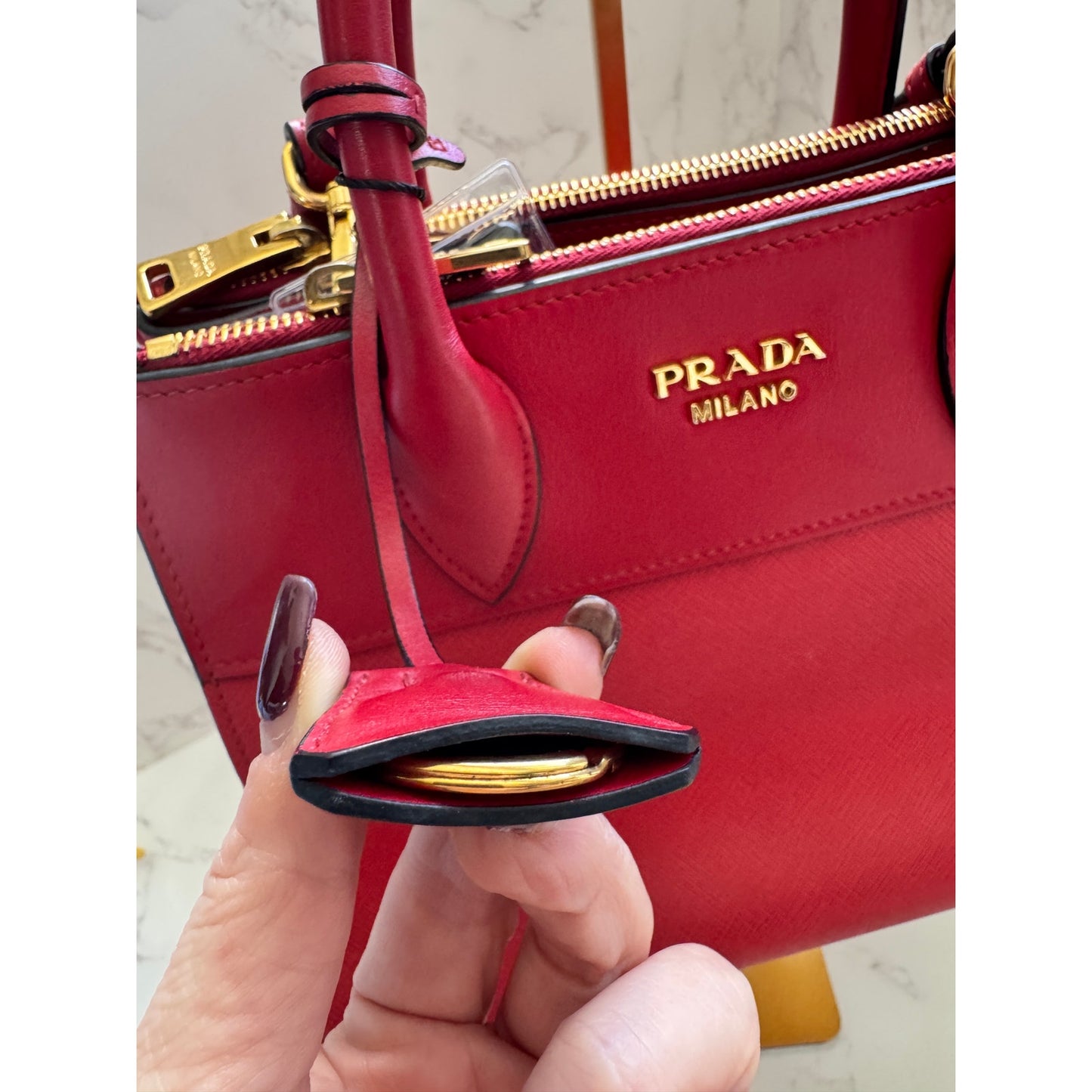 Prada Paradigme Tote in Red Saffiano Leather