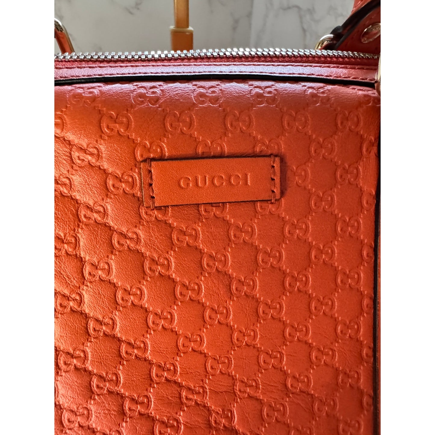 Gucci Microguccissima Boston Bag Orange Medium Size