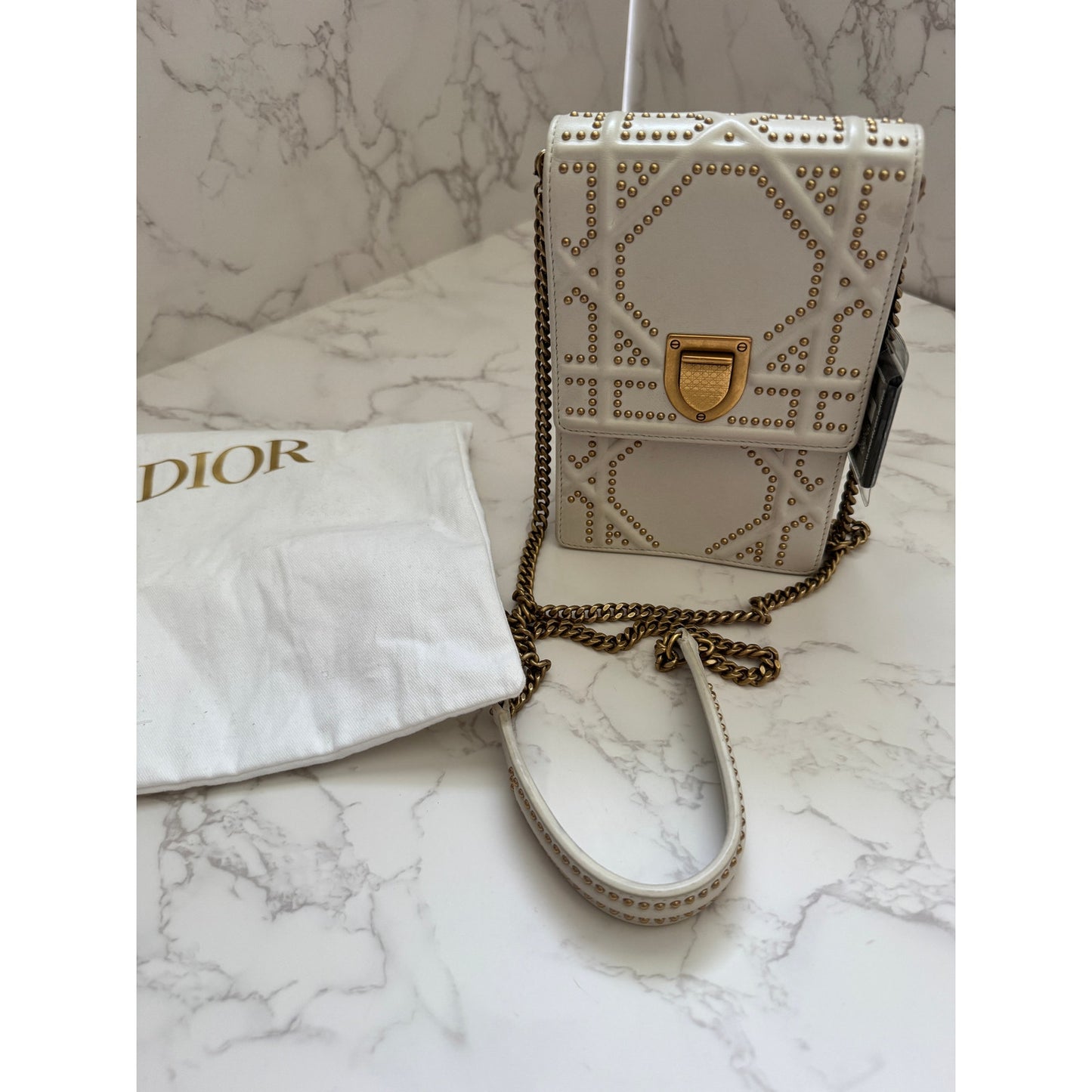 Christian Dior Diorama Vertical Clutch Cream