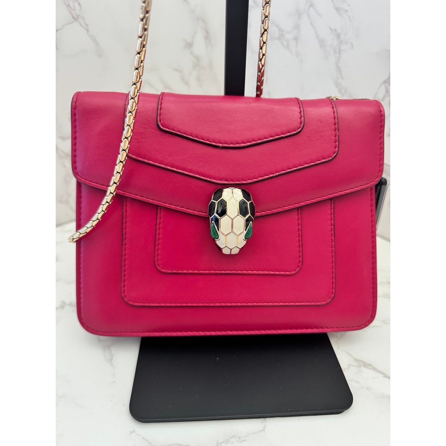 Bvlgari Serpenti Forever Dark Pink Chain Shoulder Bag