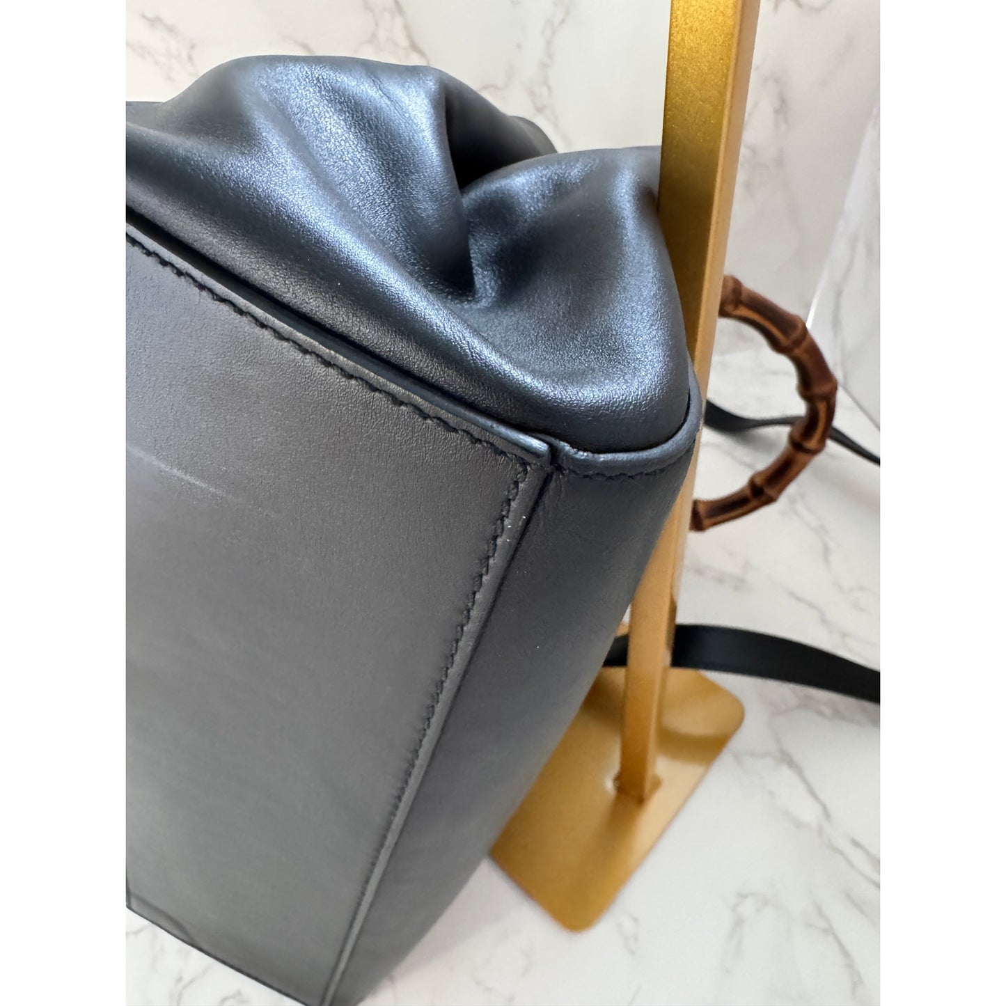 Gucci Nymphaea Leather Bamboo Handle and Pearl Detailing