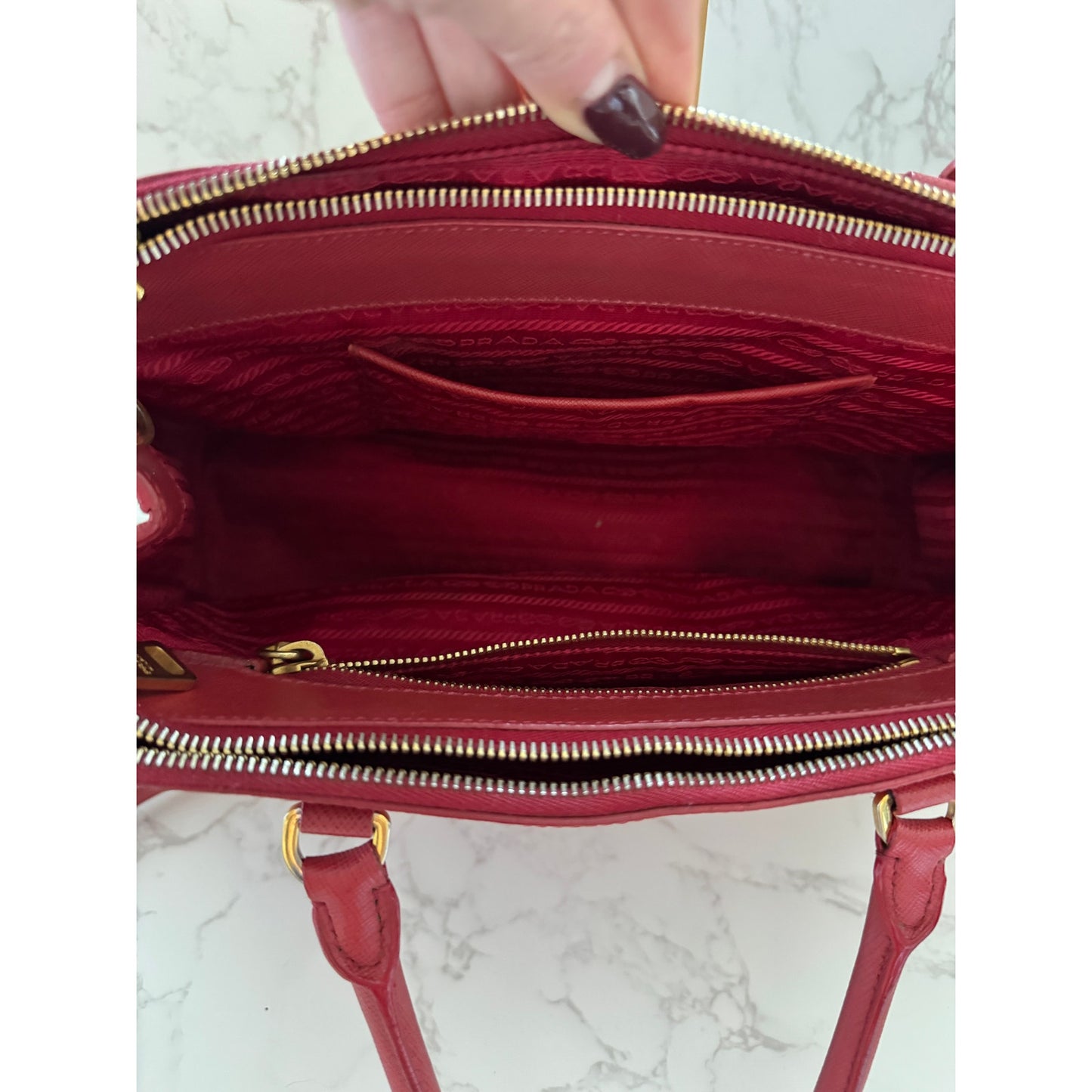 Prada Galleria Medium in Red Saffiano Leather