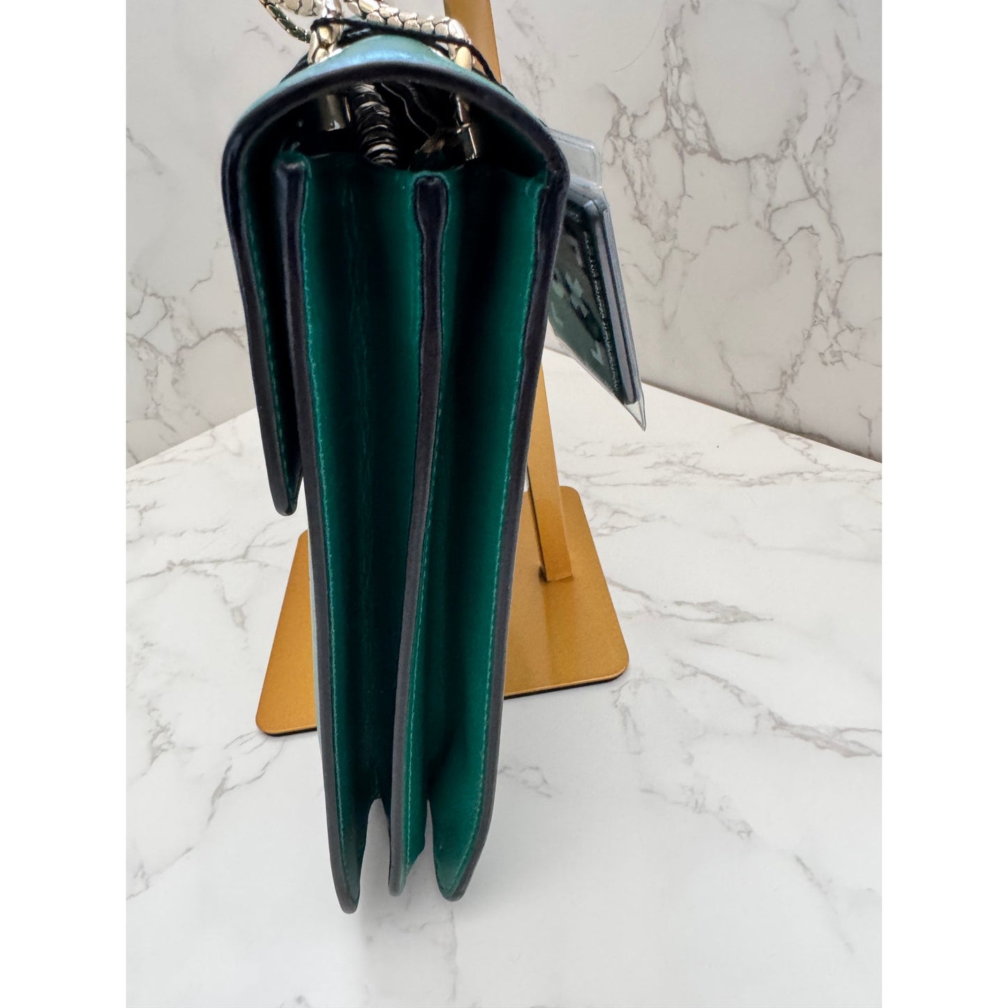 Bvlgari Serpenti Forever Bag in Green Teal with Purple Interior
