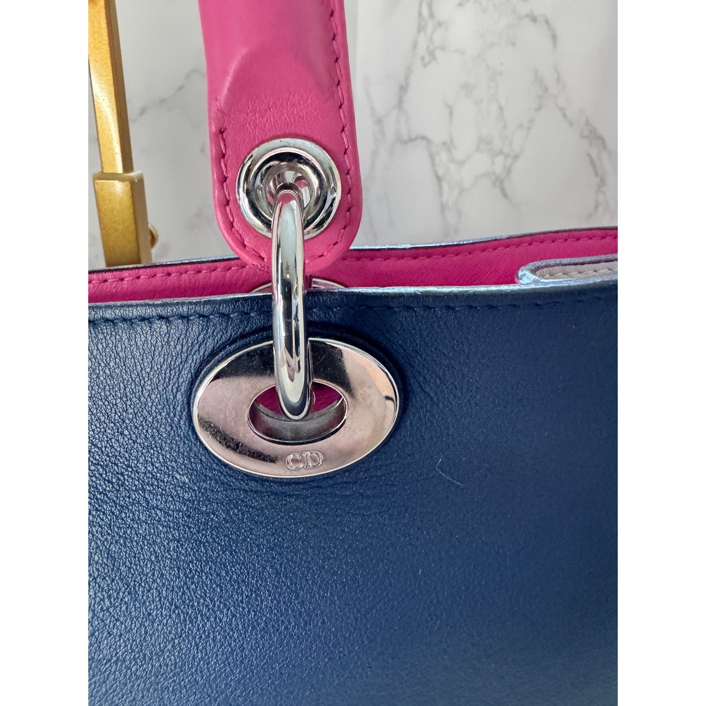 Christian Dior Diorissimo Bag with Strap Blue/Pink