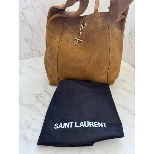 YSL Signature Tanger Bisquit Brown Suede