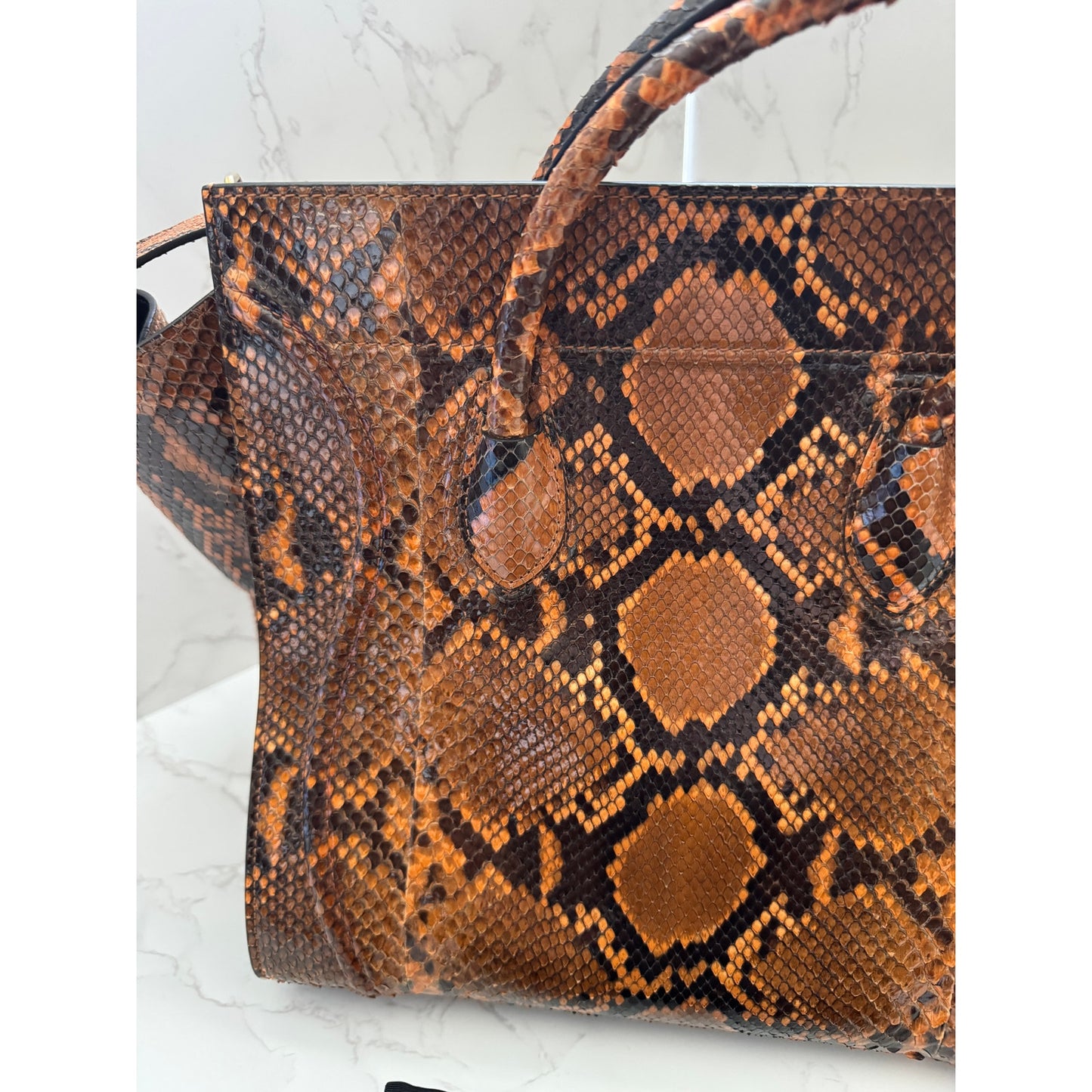 Exotic Celine Phantom Tote in Brown Python