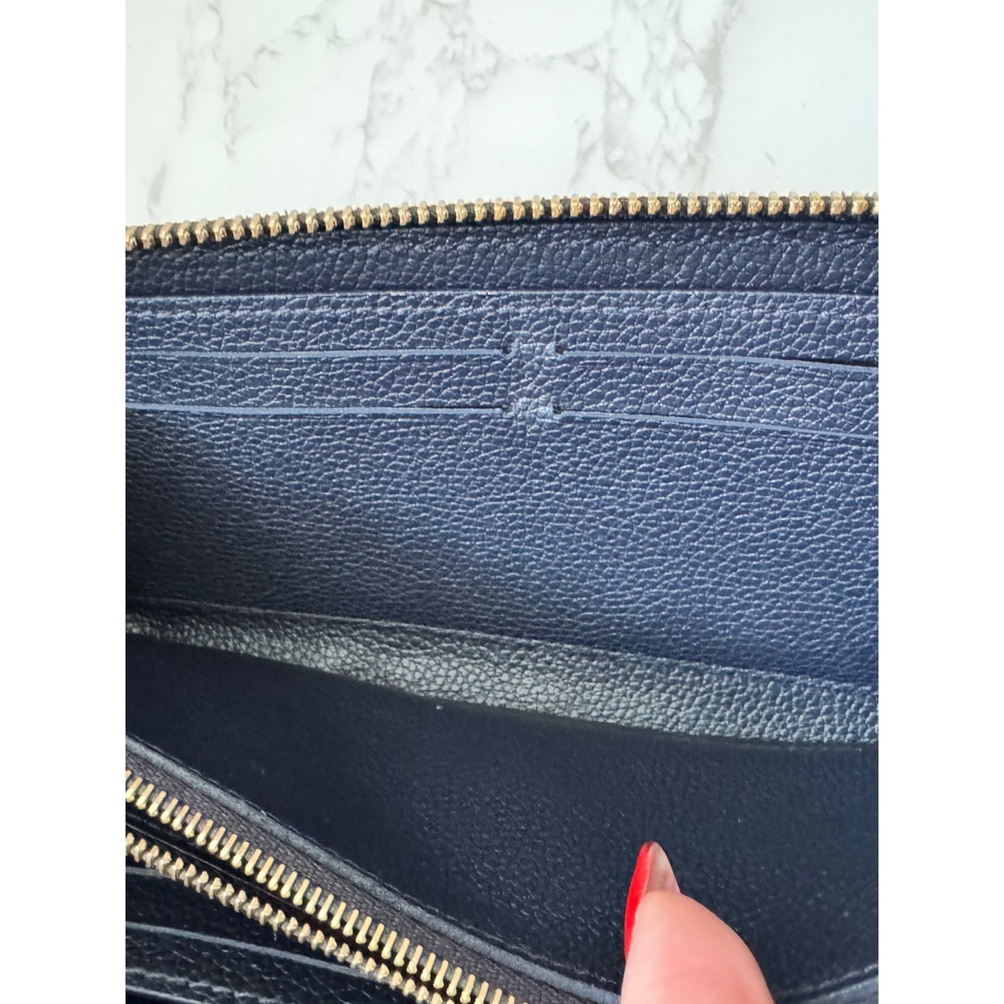 Louis Vuitton Zippy Wallet Empreinte Marine Rouge Navy Red Box, Dust Bag, Bag