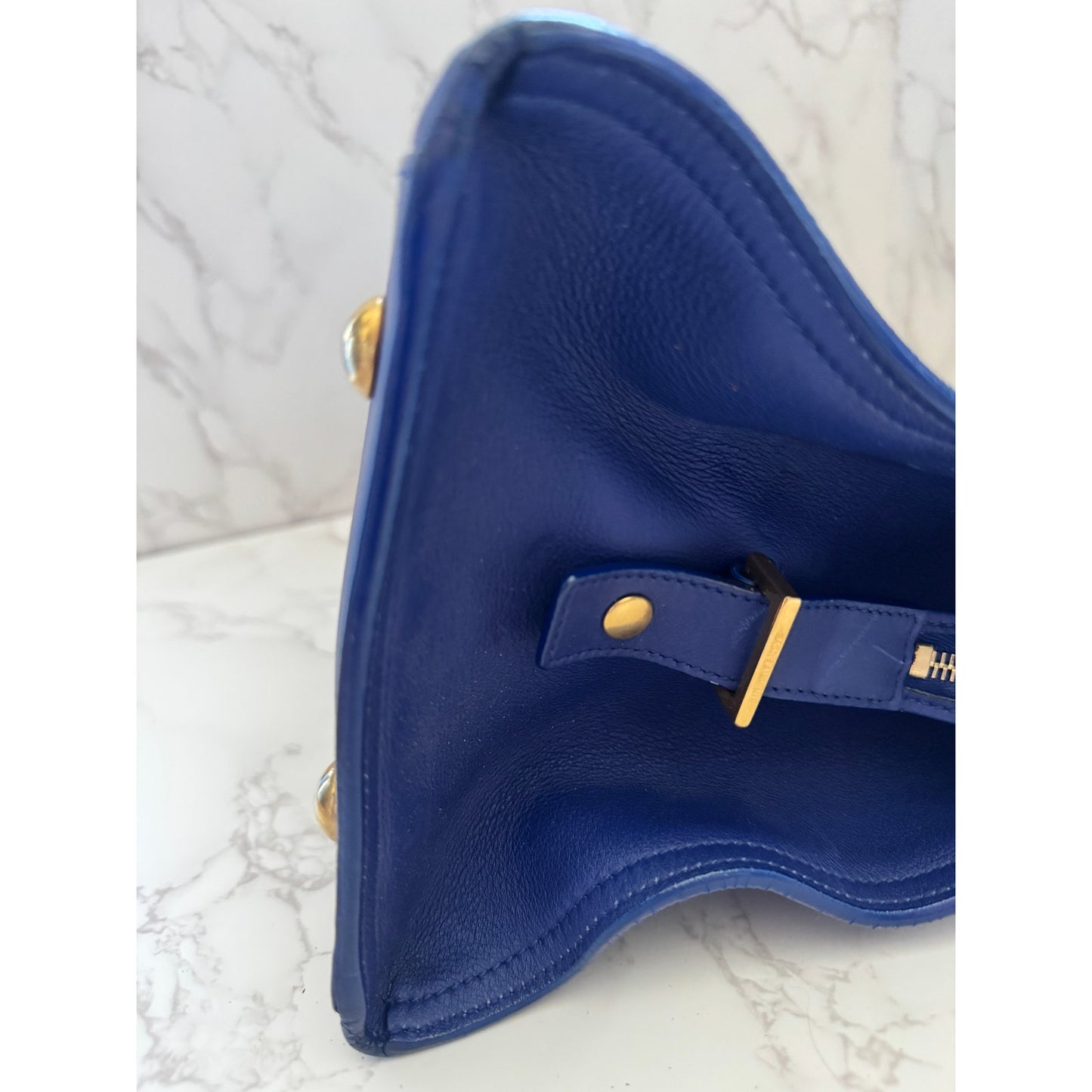 YSL Saint Laurent Classic Y Cabas Chyc Satchel  Blue Leather
