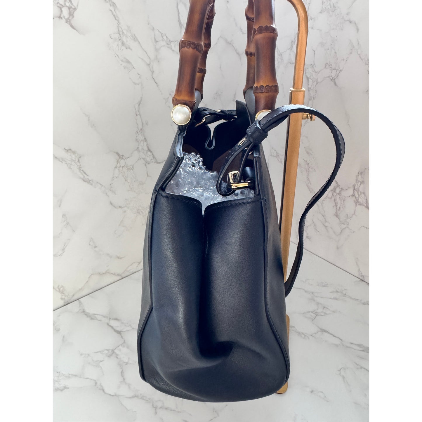 Gucci Nymphaea Leather Bamboo Handle and Pearl Detailing