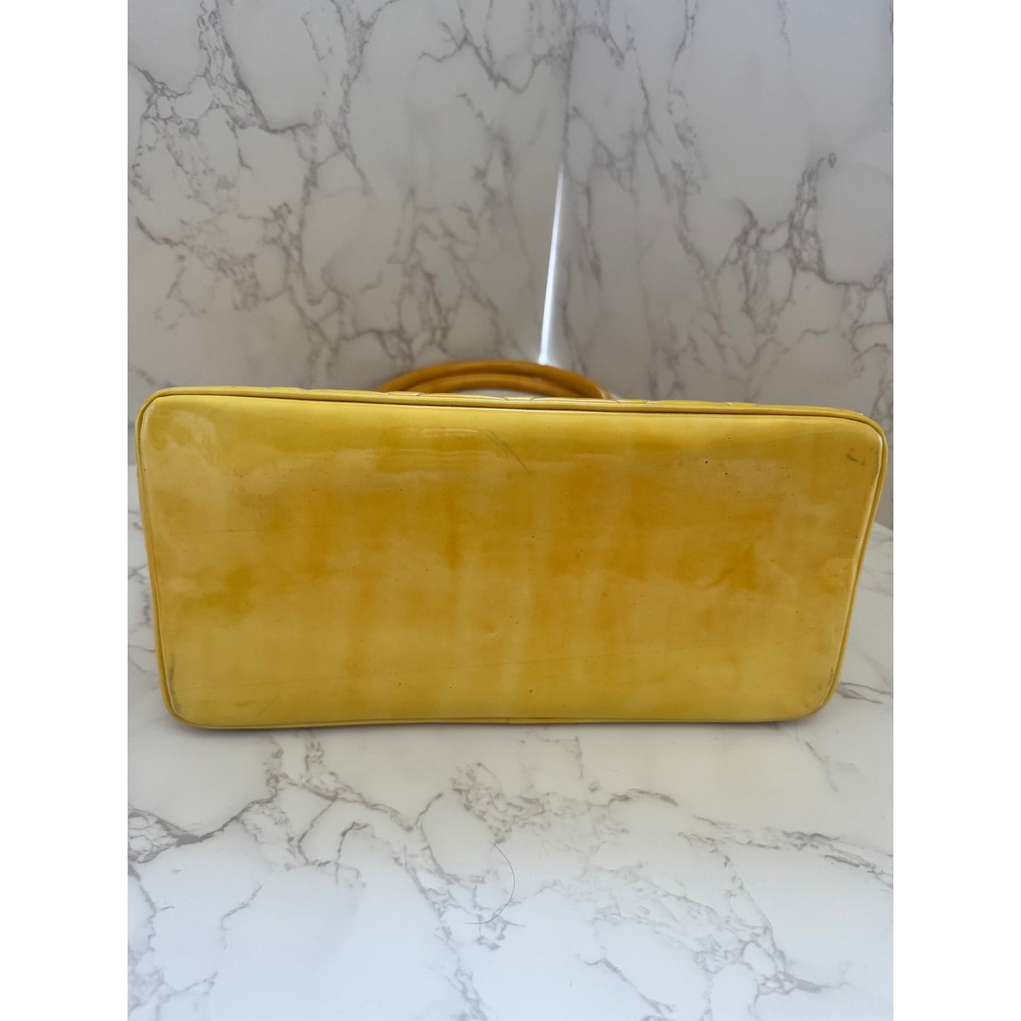 Chanel Yellow Patent Leather Medallion Tote Vintage