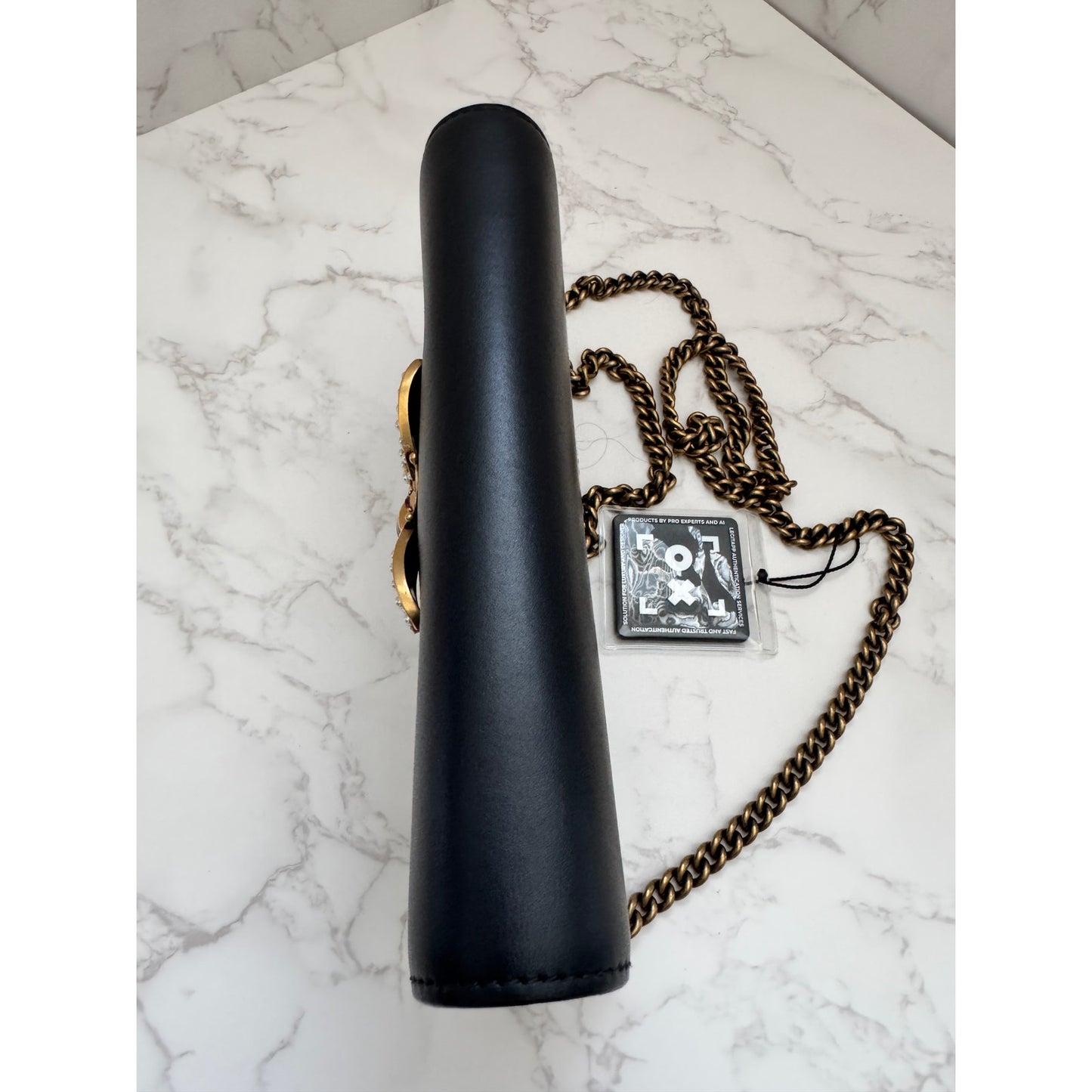 Gucci Queen Margaret Bee Black & White Wallet on Chain