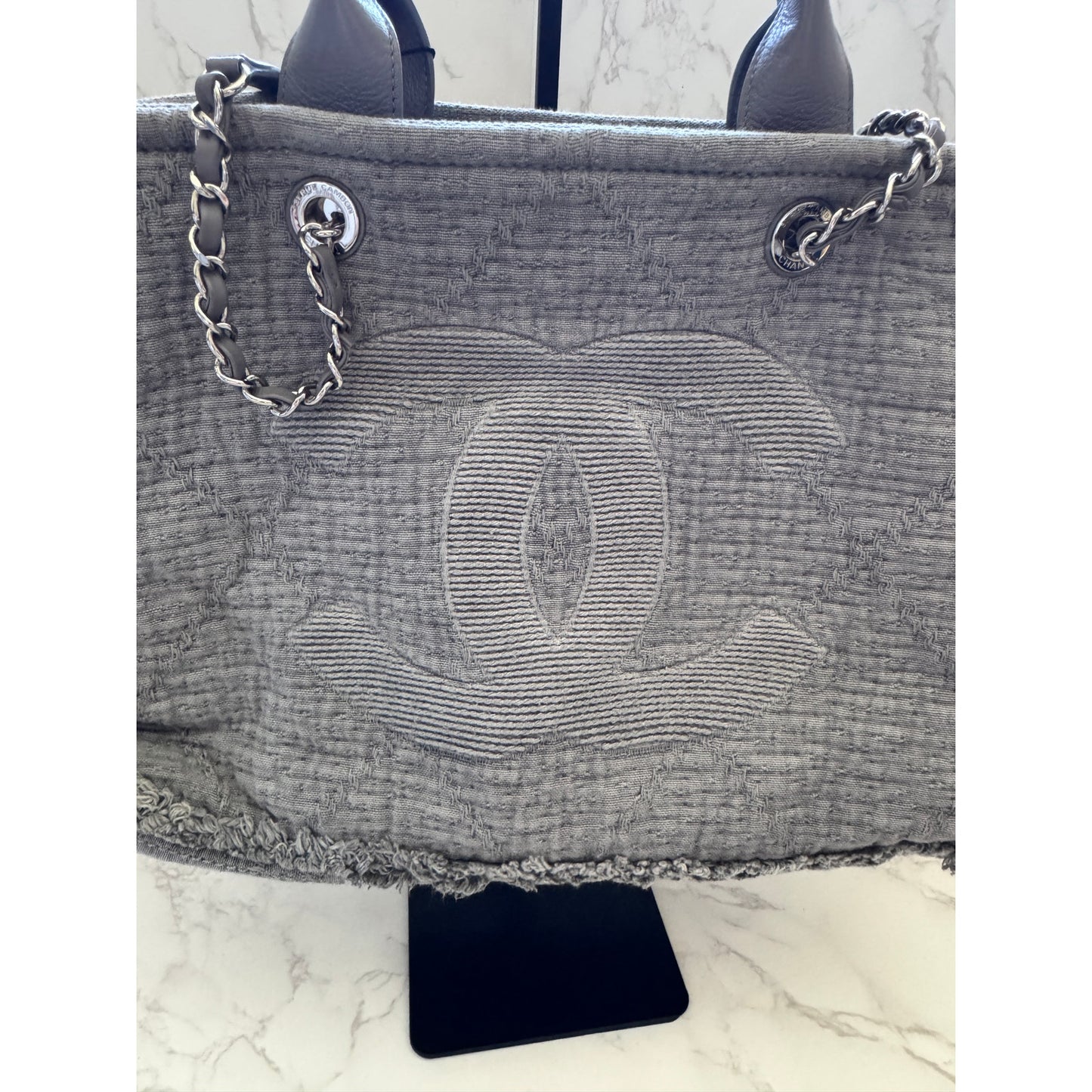 Chanel Deauville Tote in Quilted Canvas & Fringe