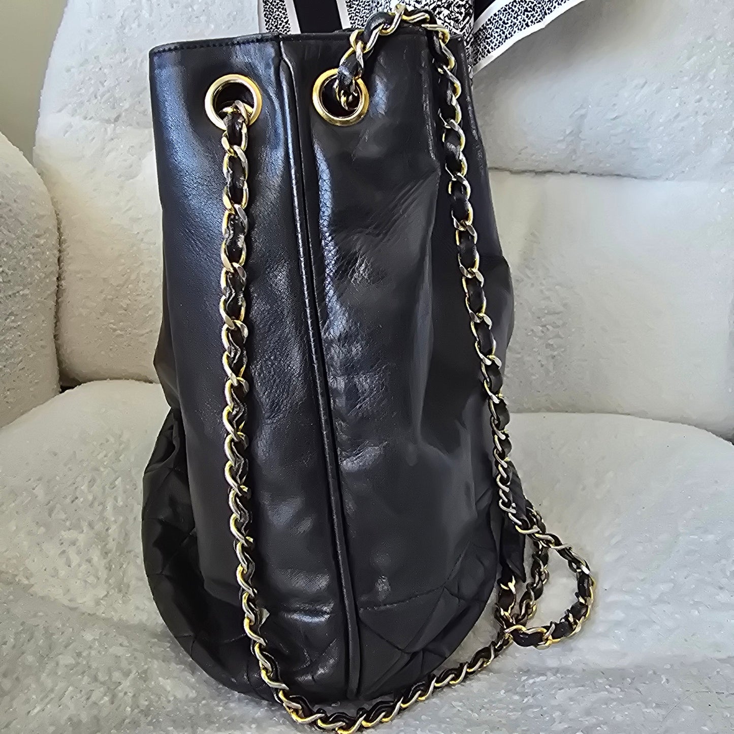 Rare Series 0 Collector's Chanel Vintage Bucket Bag with 24K Gold Hardware