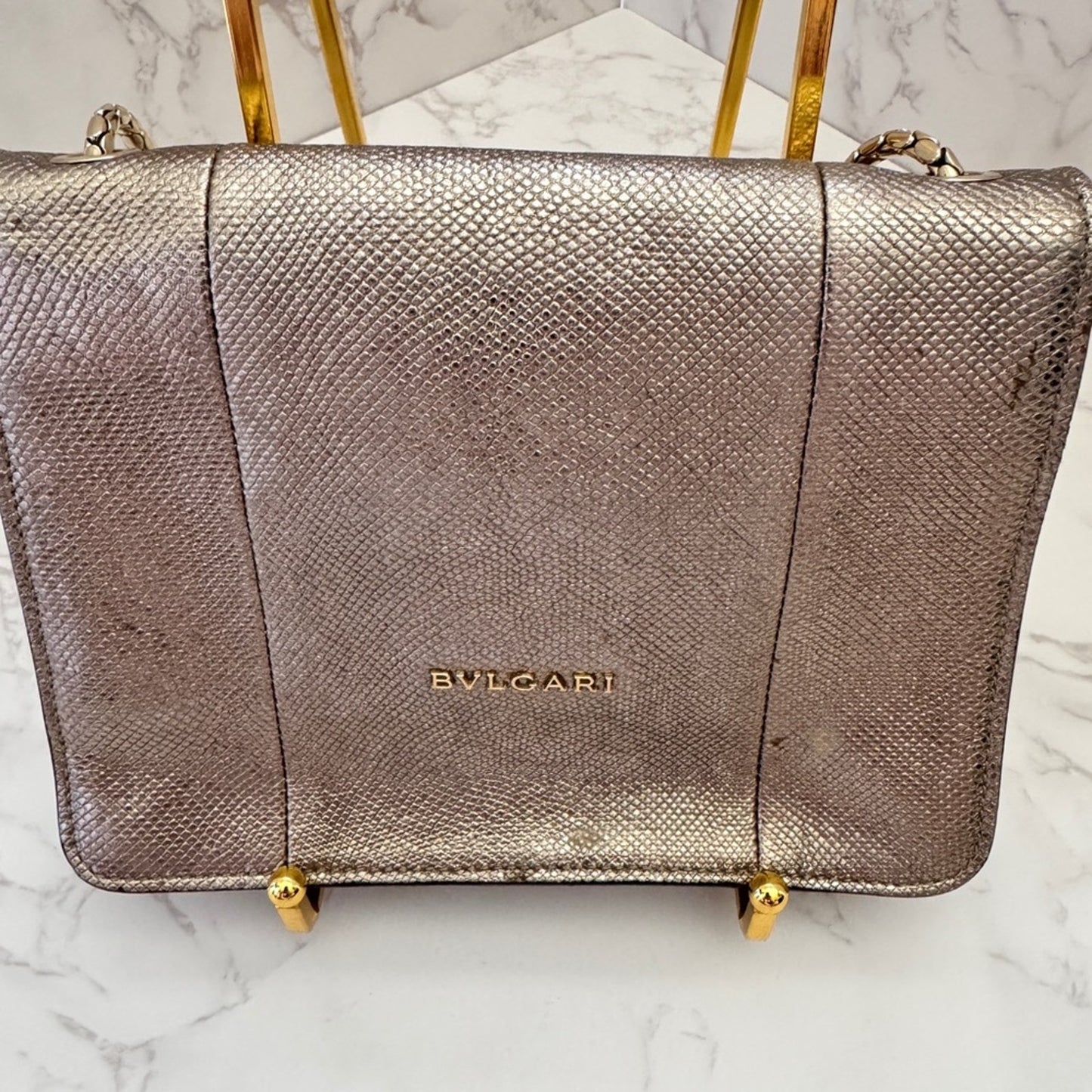 Bvlgari Serpenti Limited Edition Forever Bag in Metallic Leather.