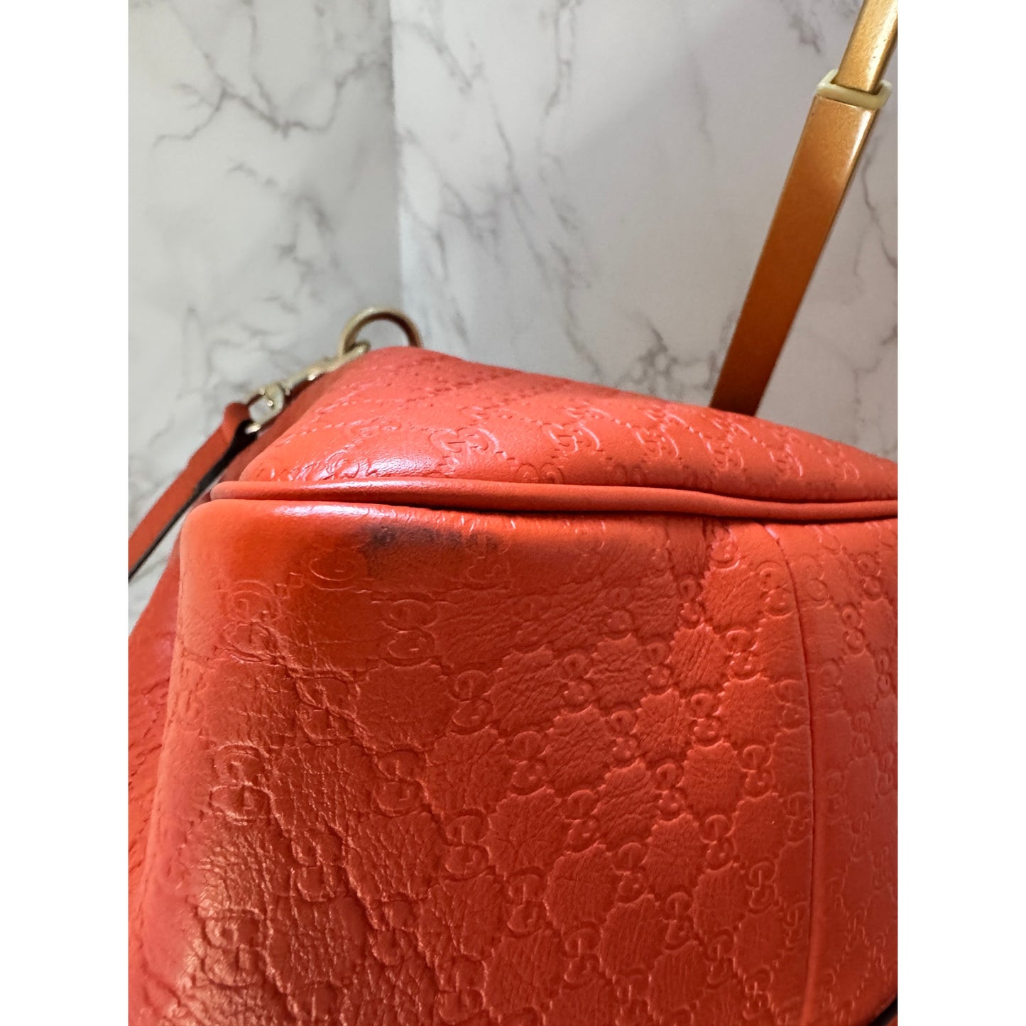 Gucci Microguccissima Boston Bag Orange Medium Size