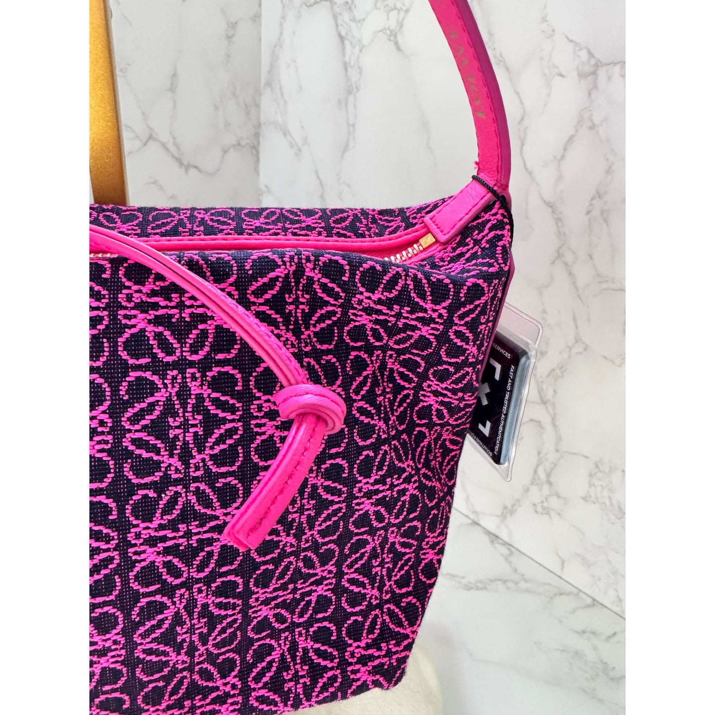 Loewe Jacquard Anagram Small Cubi Bag in Neon Pink & Black