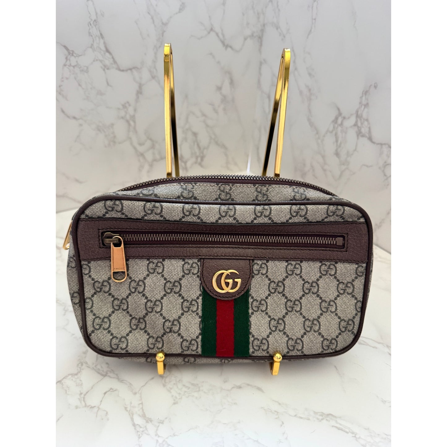Brown GG Supreme Canvas Ophidia Belt Bag