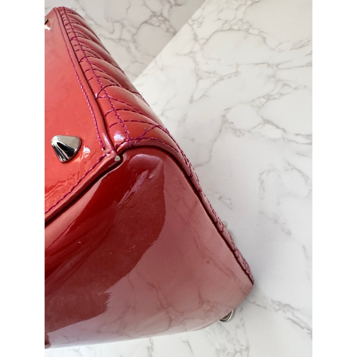 Christian Dior Red Lady Dior Cannage Patent Leather