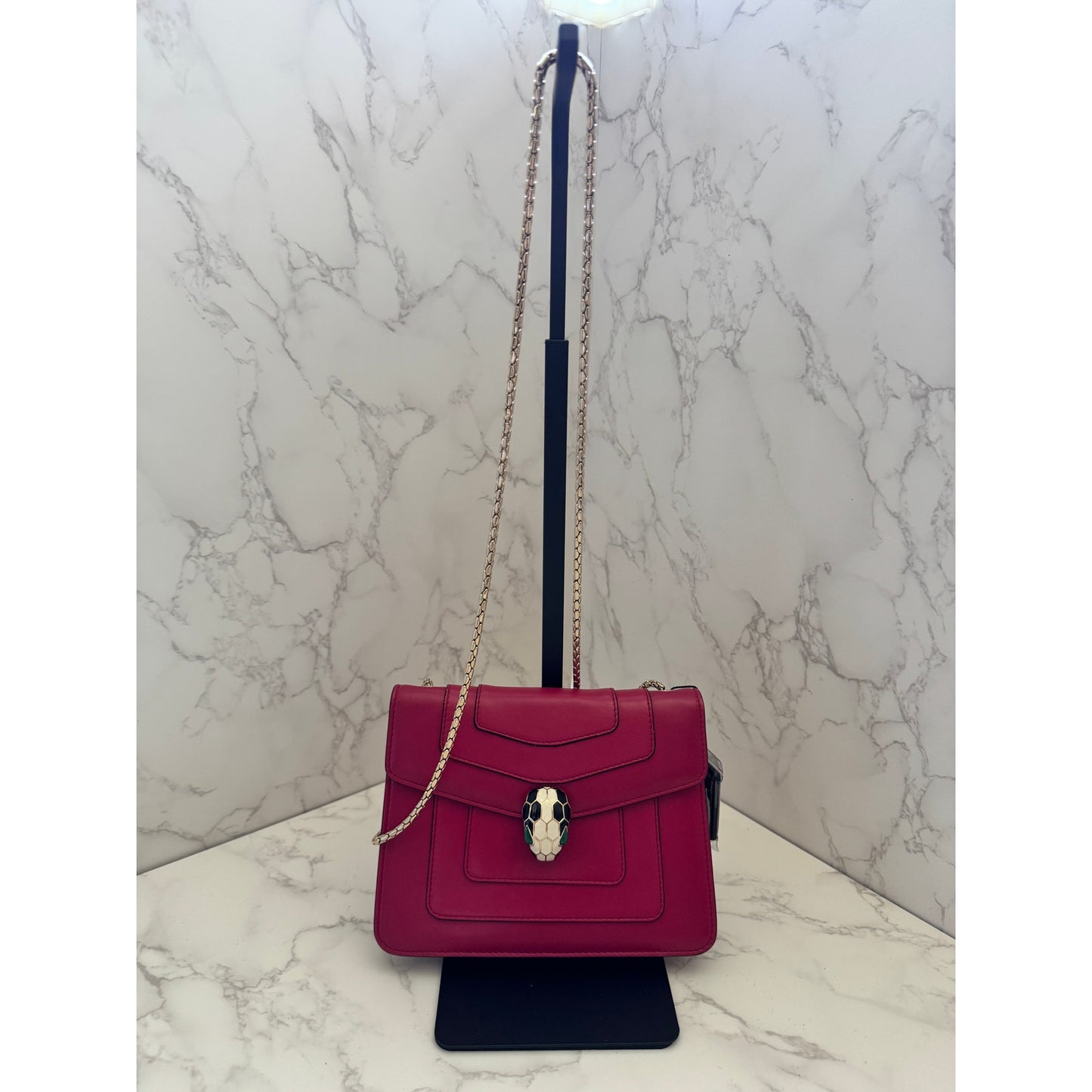 Bvlgari Serpenti Forever Dark Pink Chain Shoulder Bag