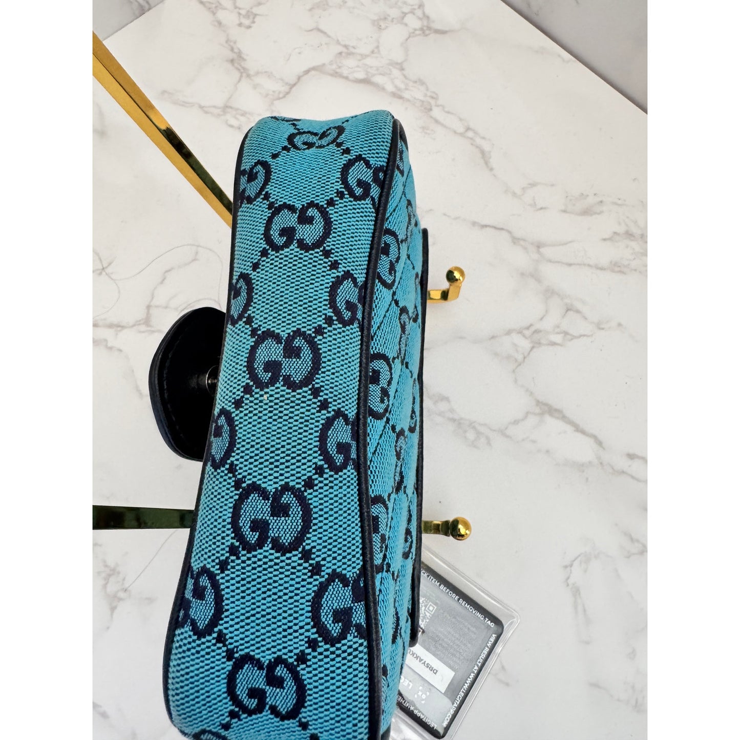 Gucci GG Marmont Super Mini Blue Chain Bag