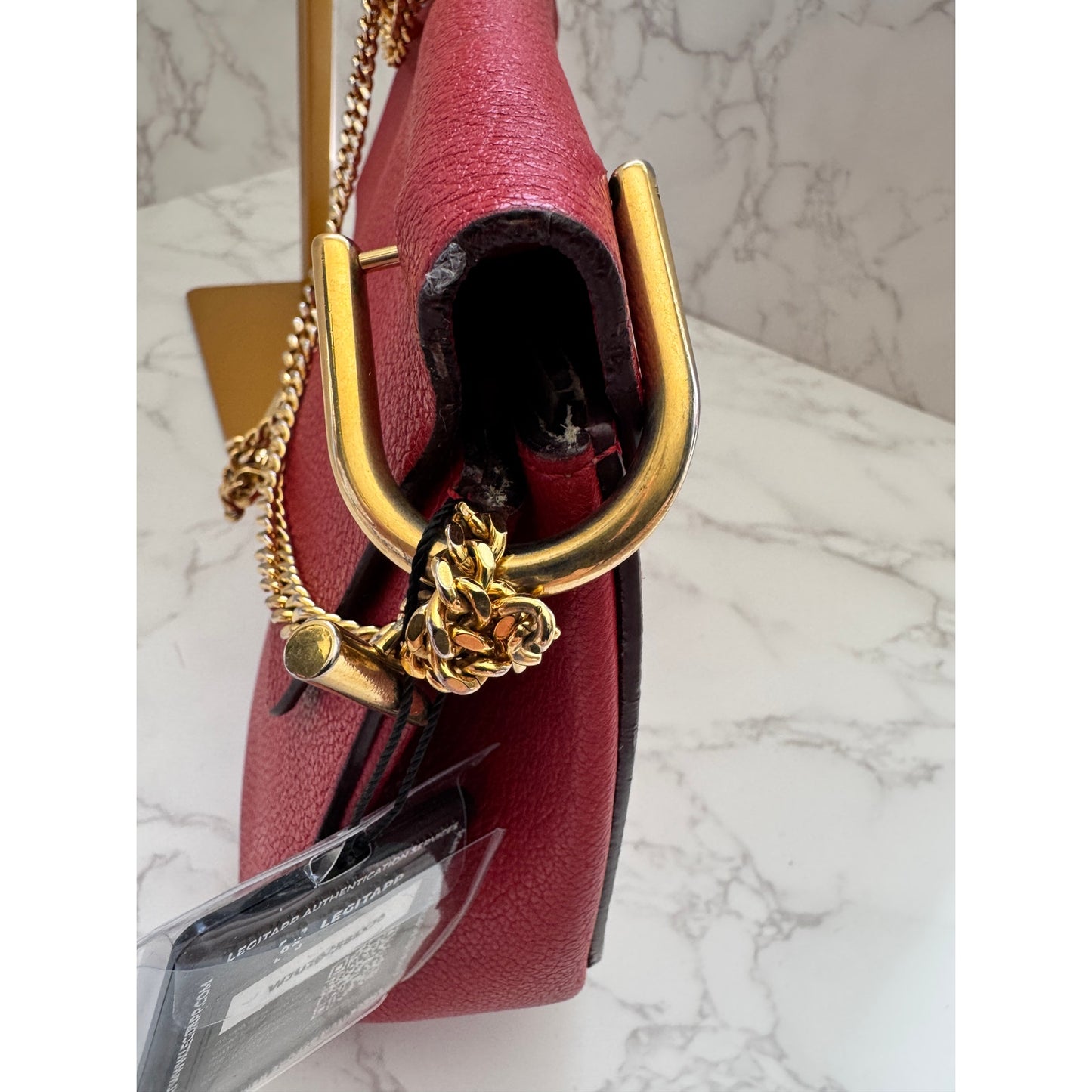 Chloe Drew Leather Saddle Crossbody Bag in Red