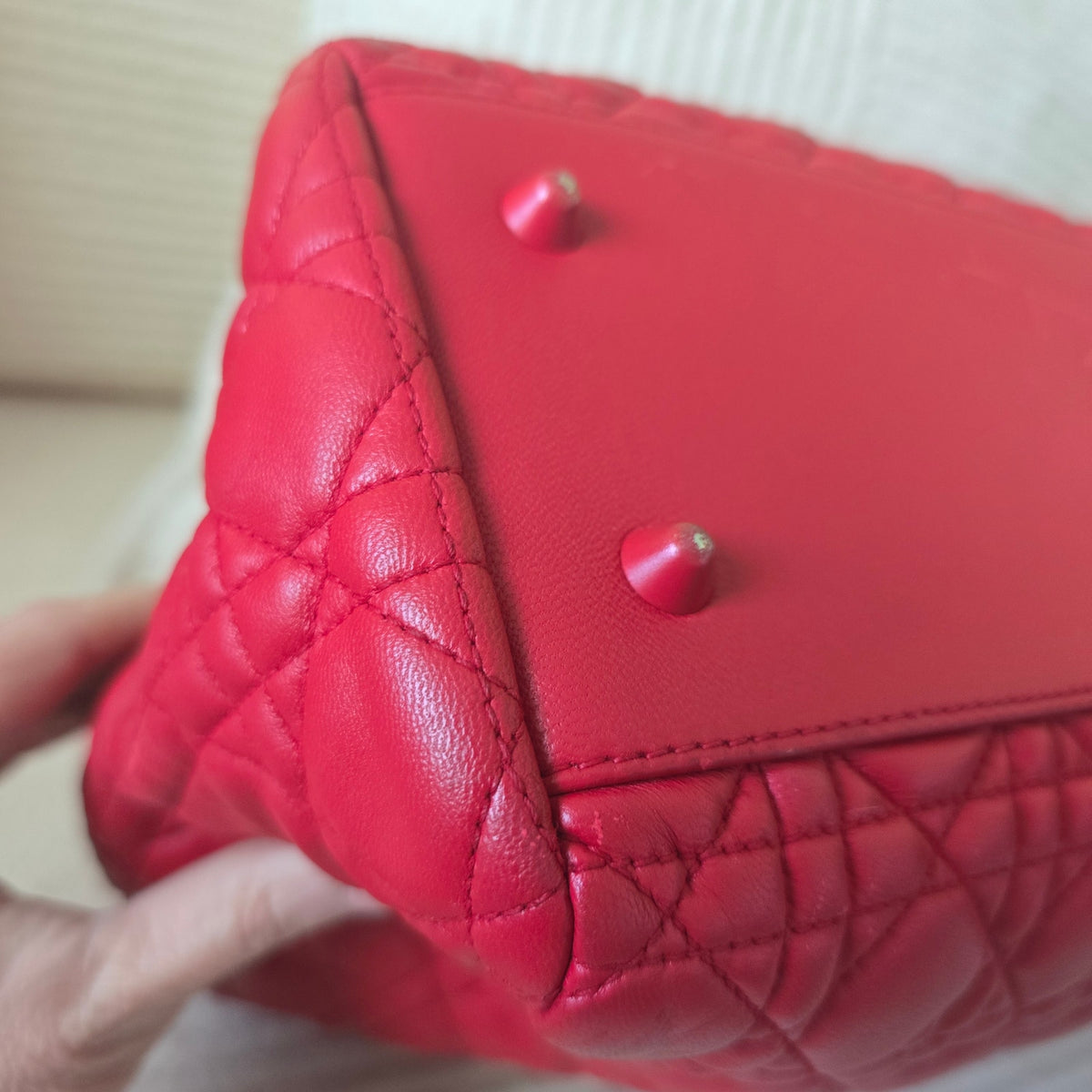 Christian Dior Large Dior Soft Cannage Red Lambskin Shopping Tote